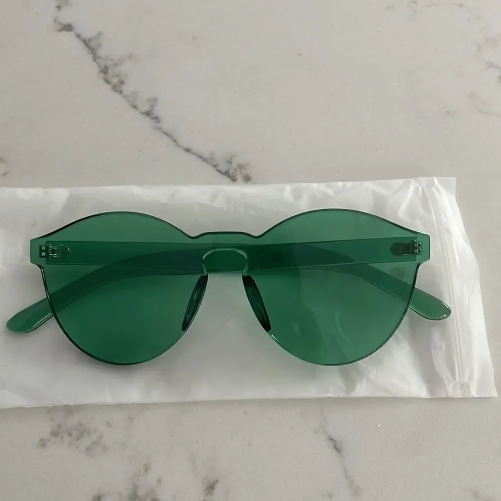 GREEN Rimless Sunglasses Transparent - new in PACKAGE